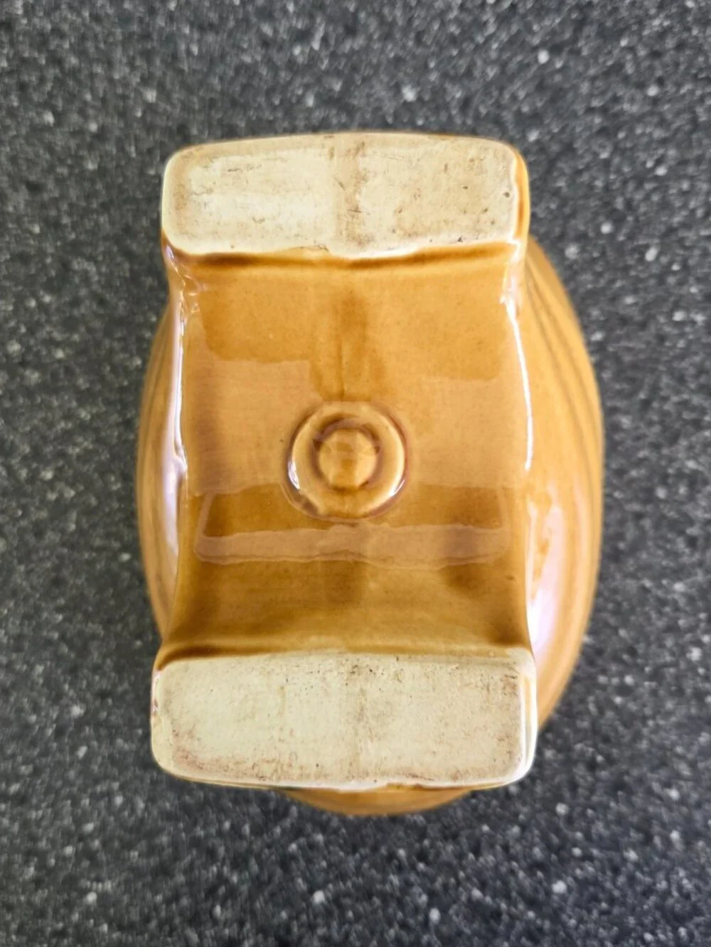 Vintage American Art Pottery Planter Golden Yellow Footed Oval Rib Mid-Century